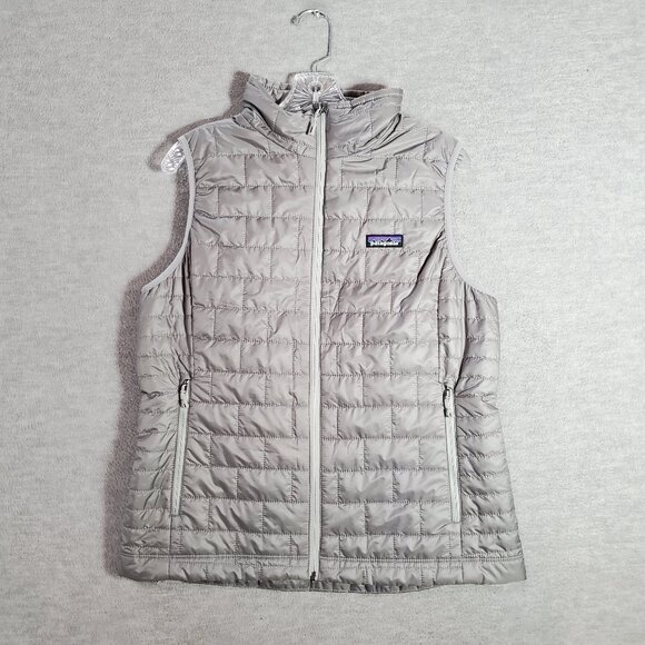 Patagonia Women Nano‎ Puffer Vest Large Gray Google Logo Light Windproof NWT - Picture 1 of 11